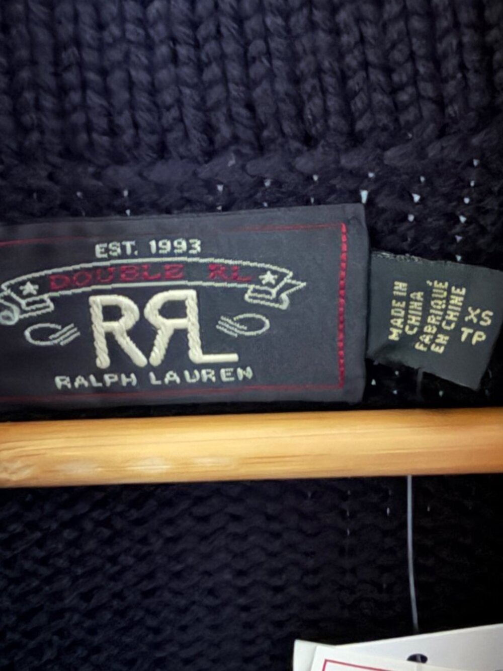 RRL Ralph Lauren Shawl Collar Appliqued Wool Cardigan Navy XS Unisex NWT Perfect - Picture 5 of 12